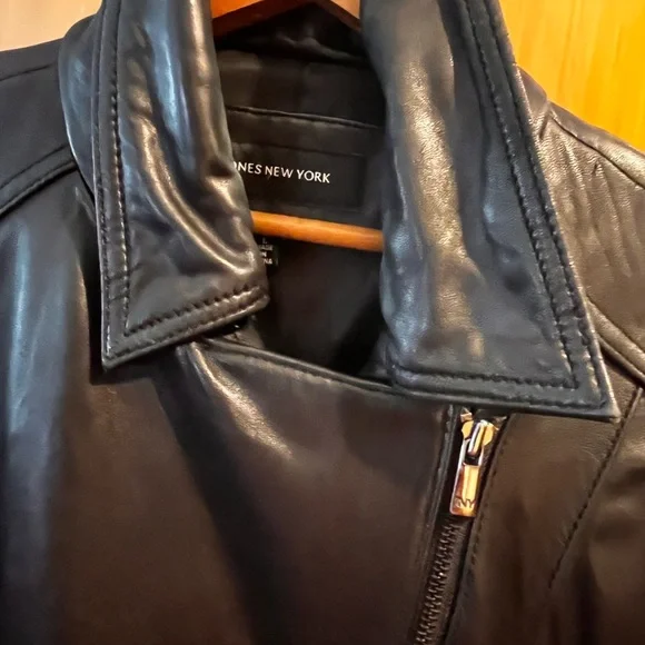 Vintage Butter Jones New York Women’s 100% Black Leather Lined Moto Jacket Large - Picture 13 of 16